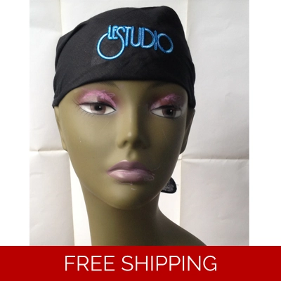 Bandana Black White & Blue Embroid Front Logo